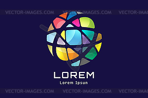 Globe abstract logo template. Circle round shape an - vector EPS clipart