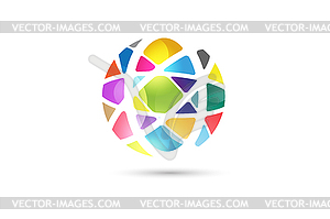 Globe abstract logo template. Circle round shape an - color vector clipart