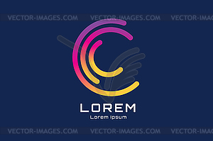 C logo template. Abstract circle shape and symbol, - vector clip art