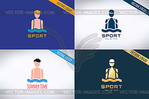 Swim sport logo icon template. Pool, swimmer, man - vector image