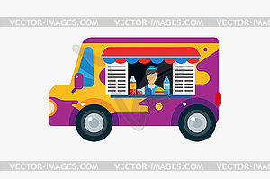 Fast food car and objects set - vector image
