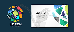 Globe logo business card template. Abstract arrow - vector clip art