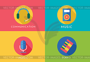 Music logo icons set. Player, piano, sound, - vector image