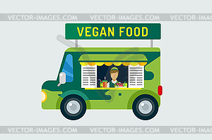 Vegan city food car icon. Nature product, vitamin - vector clipart