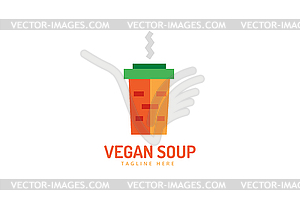 Vegan eco soup pack logo icon. Nature product, - vector clipart