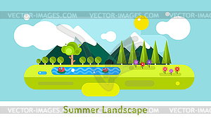 Abstract outdoor summer landscape. Trees and - vector clipart