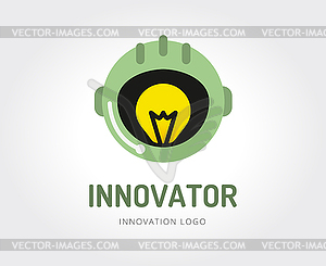 Abstract astronaut with lamp logo template for - vector clipart