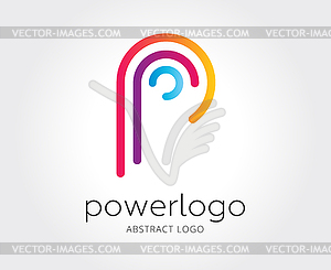 Abstract p character logo template for branding - vector image