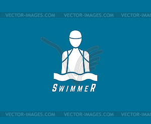 Абстрактные элементы. Пловец клуба или Triatlon логотип - клипарт в векторном формате
