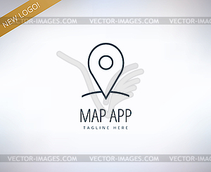Map marker on map icon element. Place, travel, - vector image