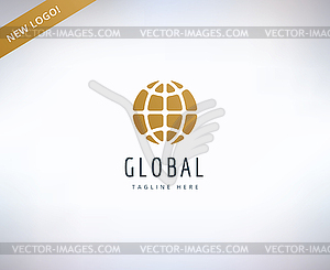 Earth map logo icon. Globe, travel or nature and - royalty-free vector clipart