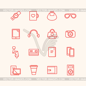 Paraphernalia icons set. Business, personal and - vector clipart