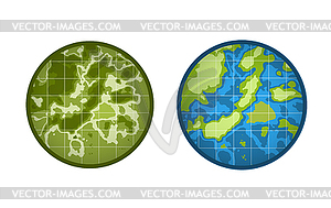 Глобальный значок Земля. Карта, Исла - изображение векторного клипарта