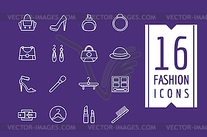 Fashion e-commerce icons set. Shopping symbols. - vector image