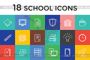 Back to school 16 icons set. Science objects, or - vector image