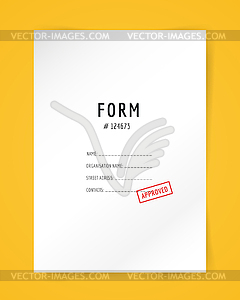 Form blank . Folder, paper, and text. Vecto - vector image