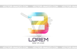 3 logo template. Abstract arrow shape and symbol, - royalty-free vector image