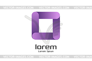 Square abstract logo template. Corner geometric - vector clipart