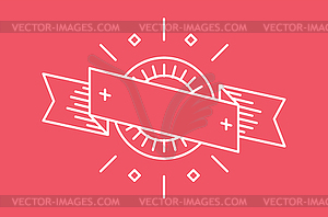 Retro outline linear logo badge. Abstract arrow - vector image