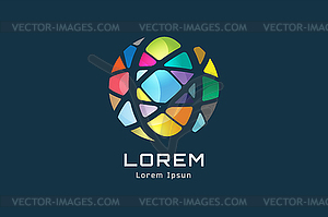 Globe abstract logo template. Circle round shape an - vector clipart