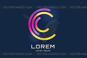 C logo template. Abstract circle shape and symbol, - vector image