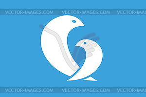 Two birds logo icon template. Mother and child - vector clipart