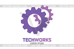 Gear logo icon template. Machine, progress, teamwork - vector EPS clipart