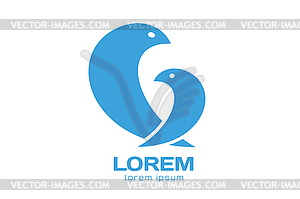 Две птицы шаблон логотип значок. Мать и ребенок - рисунок в векторном формате