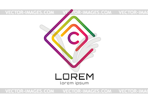 Abstract square logo template. Corner geometric - vector image