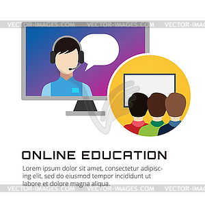 Online education icons. Webinar, school - vector EPS clipart