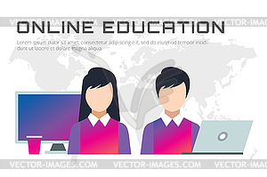 Online education icons. Webinar, school - vector clip art