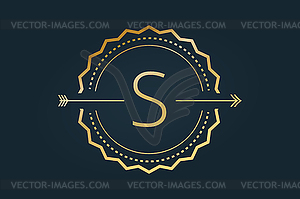 Vintage old style shield logo icon template - royalty-free vector clipart