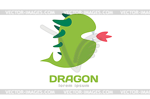 Cute dragon silhouette logo icon - royalty-free vector clipart