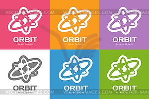Technology orbit web rings logo - vector clip art