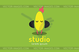 Cute chick silhouette logo icon. Chicken music - vector clipart