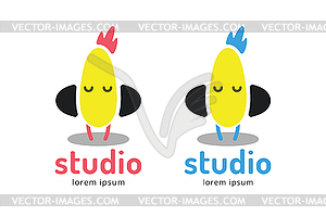 Cute chick silhouette logo icon. Chicken music - vector EPS clipart