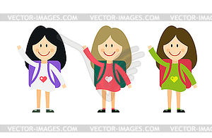 Back to school background. Cute cartoon boy and girl - vector clipart / vector image