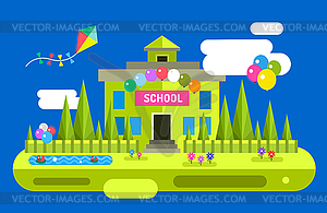 Back to school background. building . Outdoor - vector image