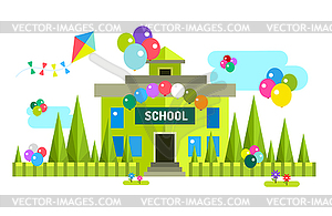 Back to school background. building . Outdoor - vector clipart