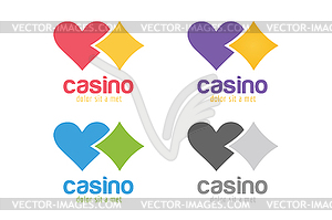 Casino logo icon poker cards or game and money - vector clipart