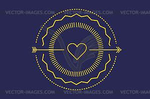 Hipster heart logo icon. Royal love - vector clipart