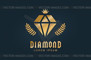 Vintage old diamond logo icon template - vector image