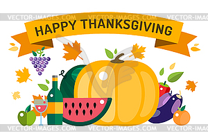 Thanksgiving day card - vector image