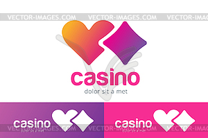 Casino logo icon poker cards or game and hearts - vector image