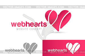 Hearts icon logo together - royalty-free vector clipart