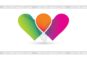 Hearts icon logo together - vector clipart