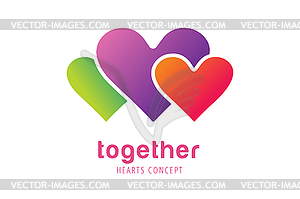 Hearts icon logo together - vector image