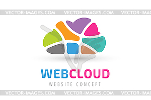 Abstract net cloud logo - vector image