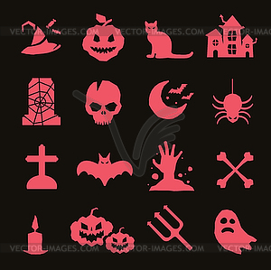 Halloween icons set - vector clip art