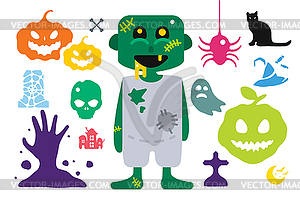 Set of halloween costume characters - stock vector clipart